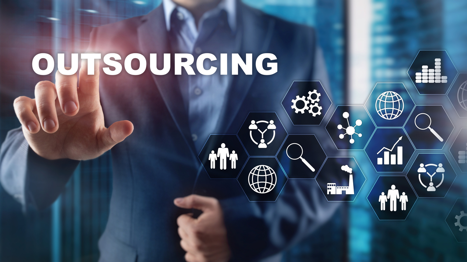 Outsourcing Human Resources. Global Business Industry Concept. Freelance Outsource International Partnership.